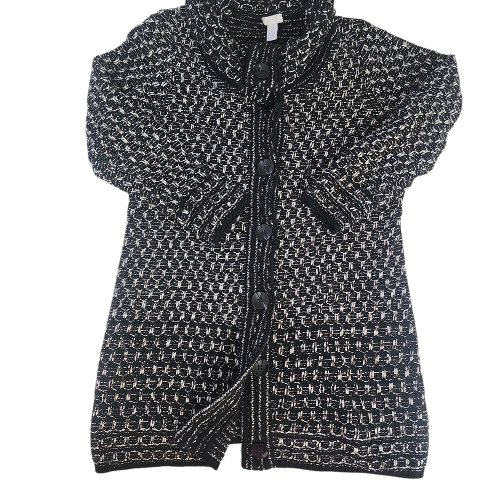 Chico's Black and White Cardigan Sweater